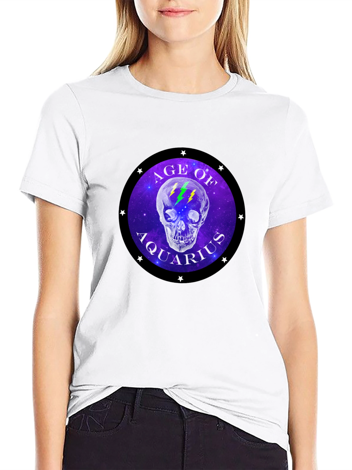 Age of Aquarius Skull Graphic T-Shirt