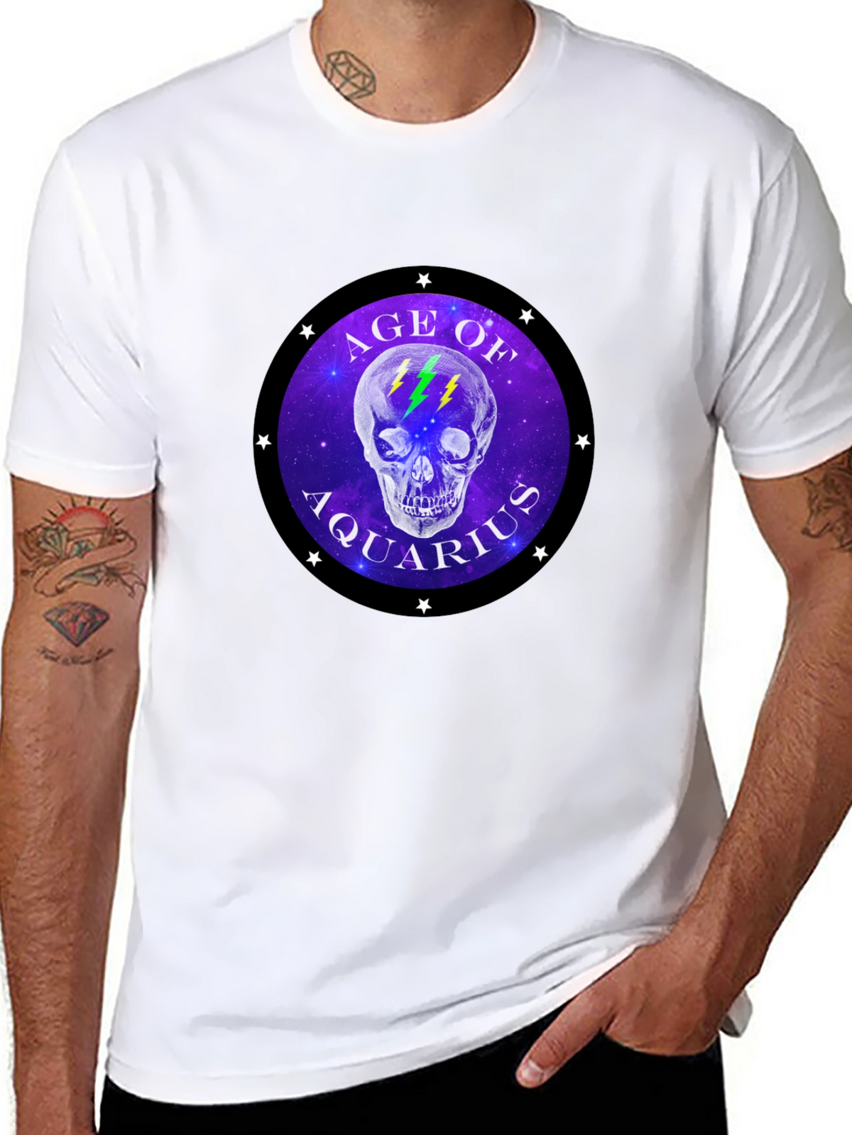 Age of Aquarius Skull Graphic T-Shirt