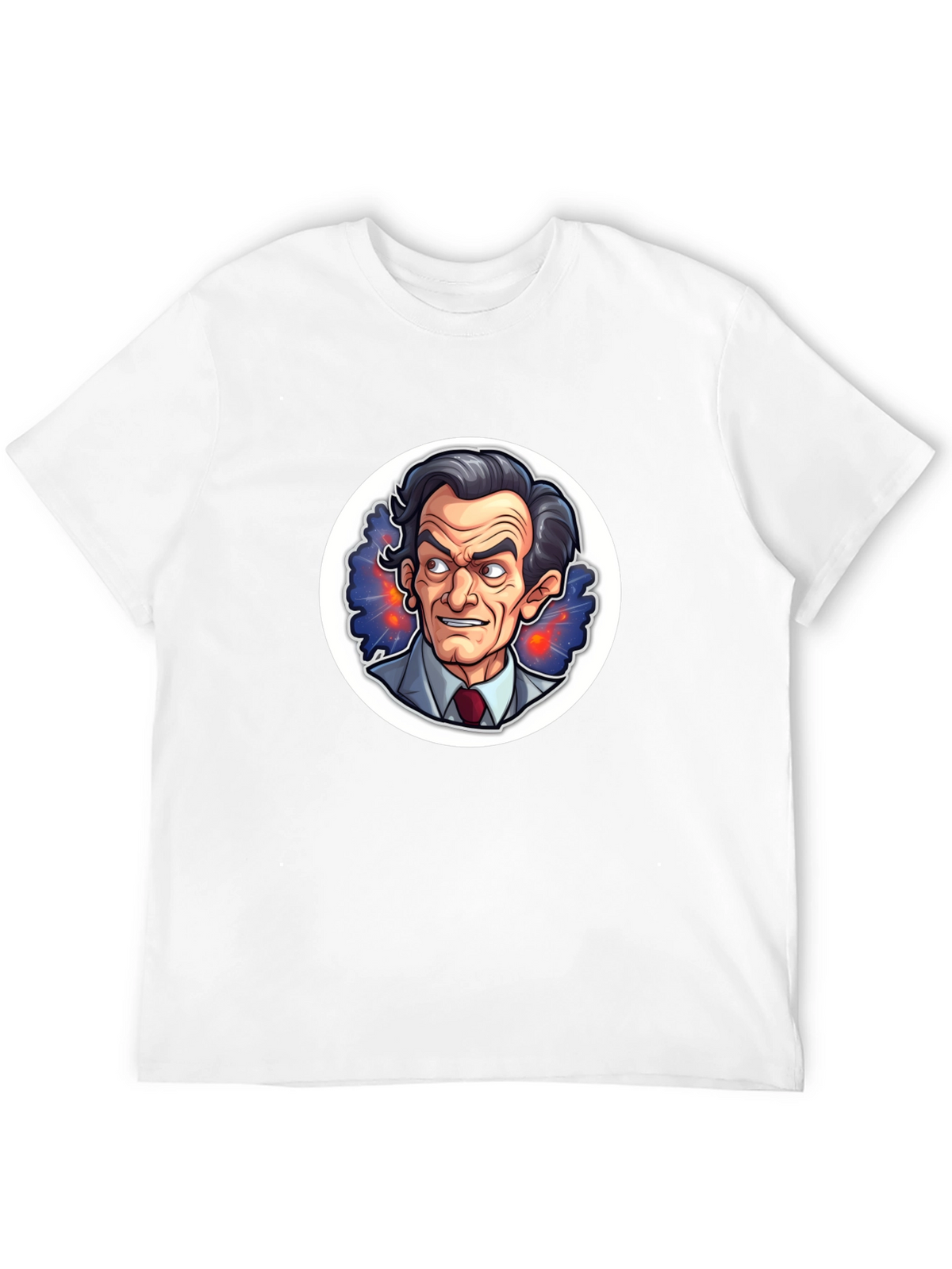 Black T-Shirt with Cartoon Mad Scientist Design