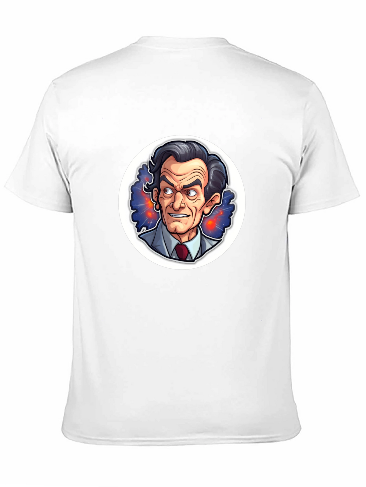 Black T-Shirt with Cartoon Mad Scientist Design