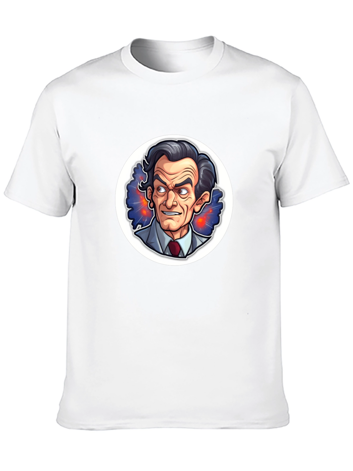 Black T-Shirt with Cartoon Mad Scientist Design