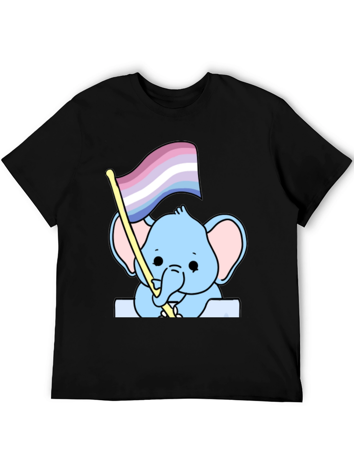 Cute Elephant with Genderqueer Pride Flag T-Shirt