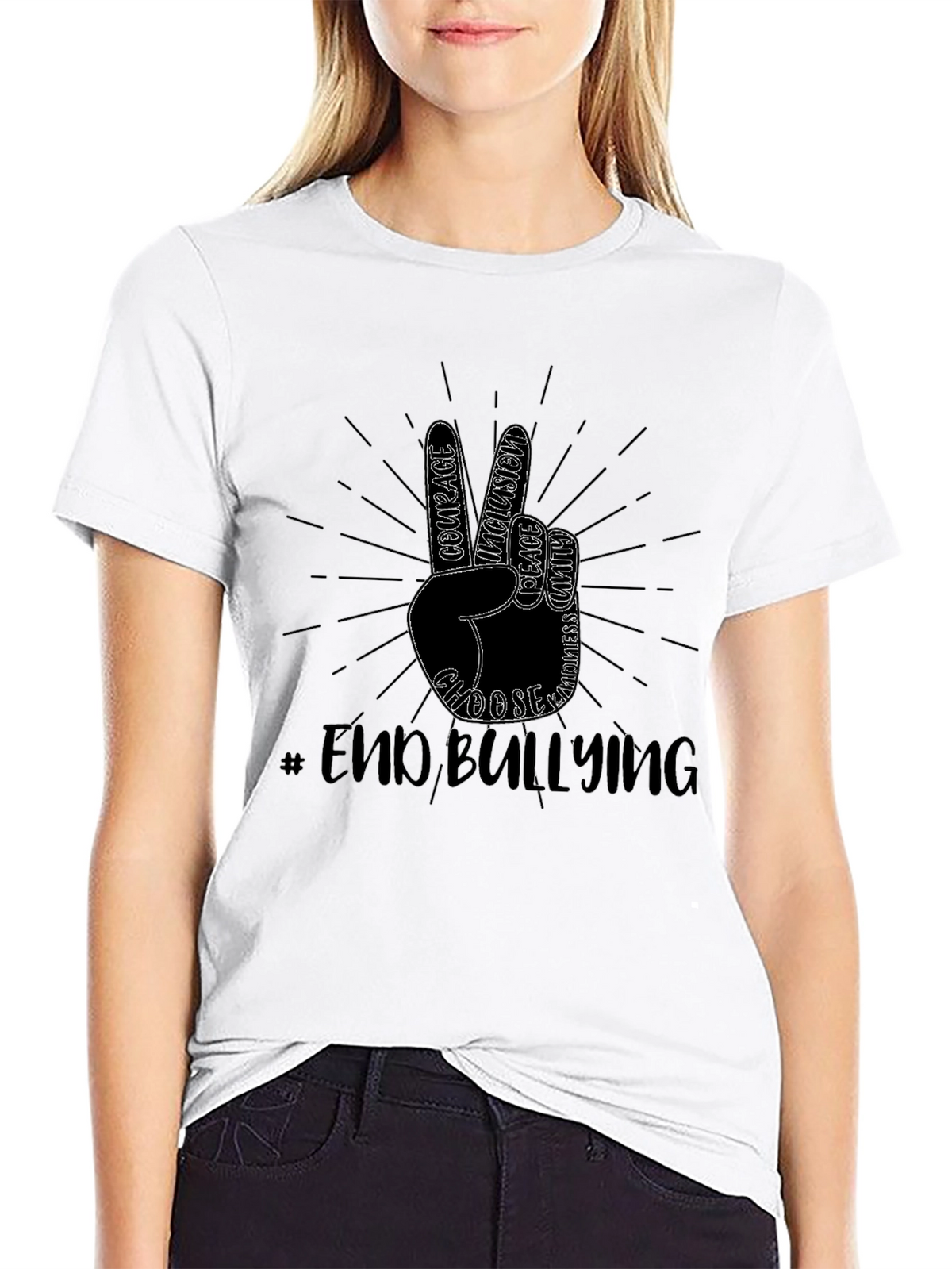 End Bullying T-Shirt Peace Sign Kindness Tee