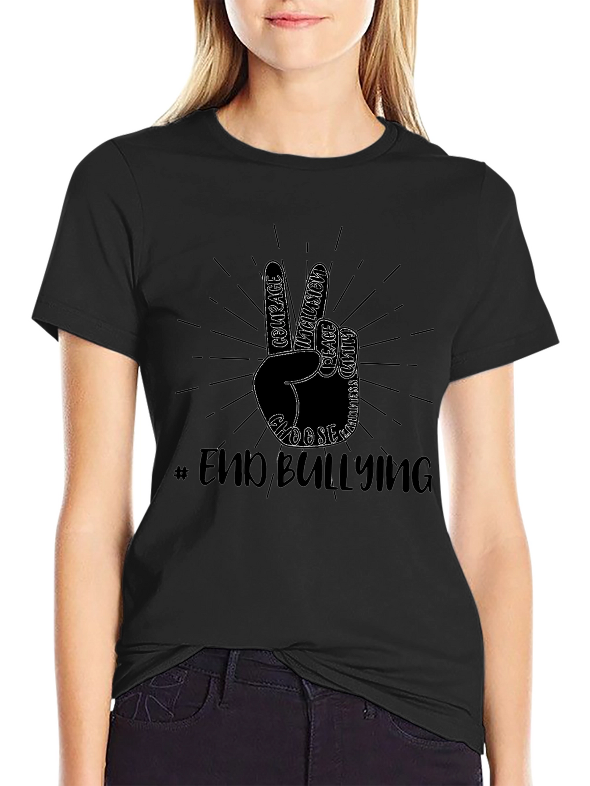 End Bullying T-Shirt Peace Sign Kindness Tee