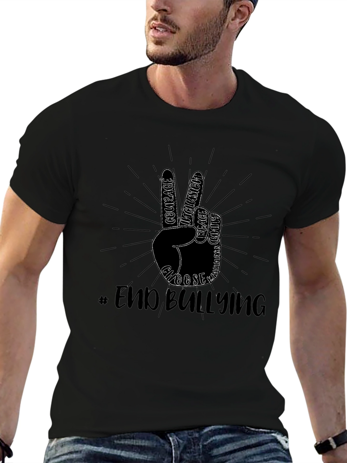 End Bullying T-Shirt Peace Sign Kindness Tee