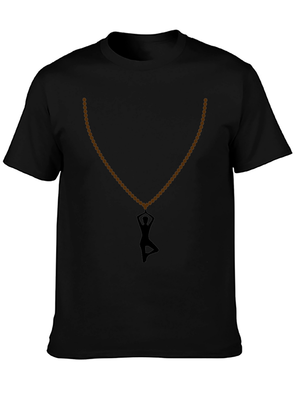 Yoga Silhouette Necklace T-Shirt - Black