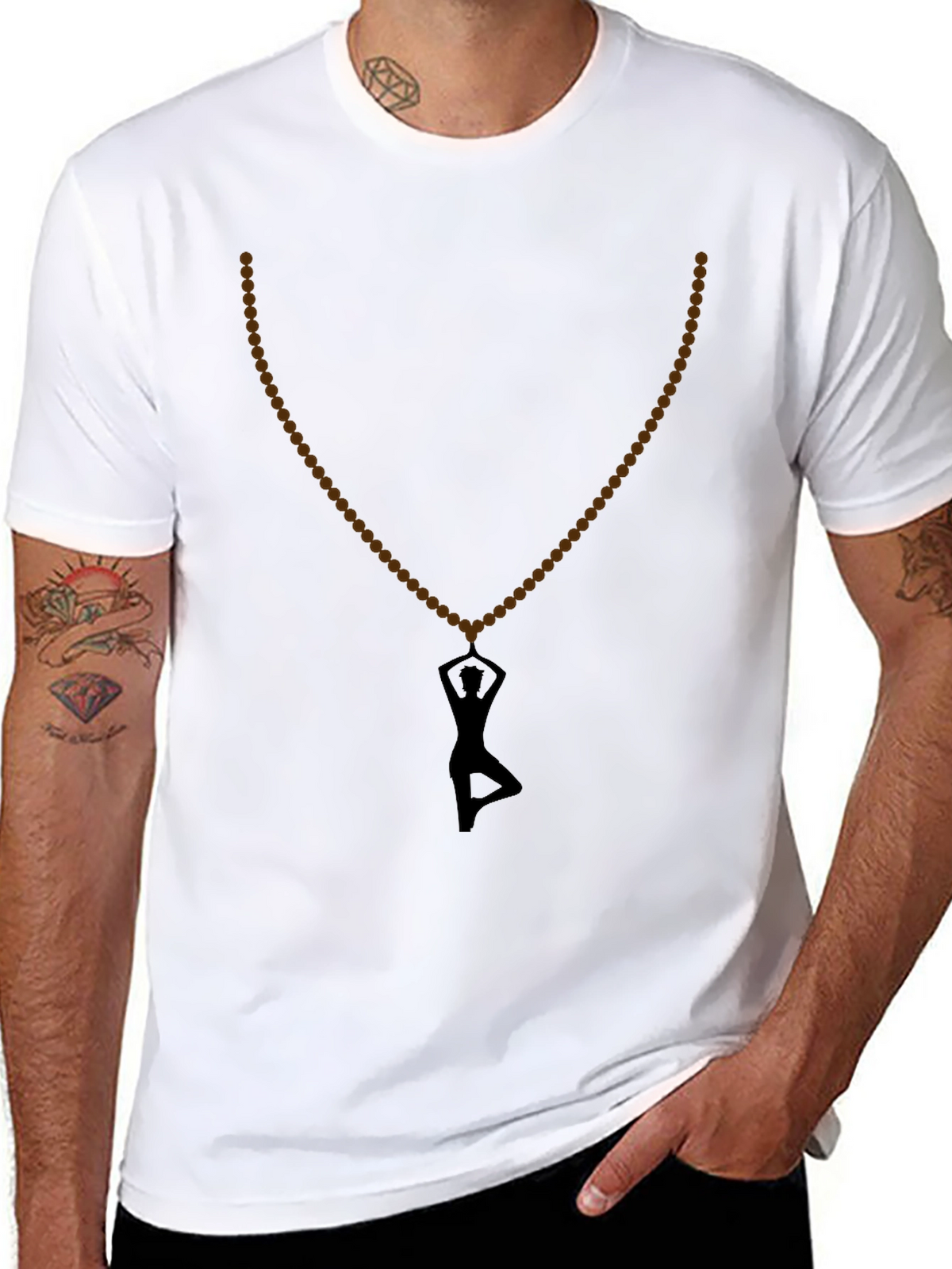 Yoga Silhouette Necklace T-Shirt - Black