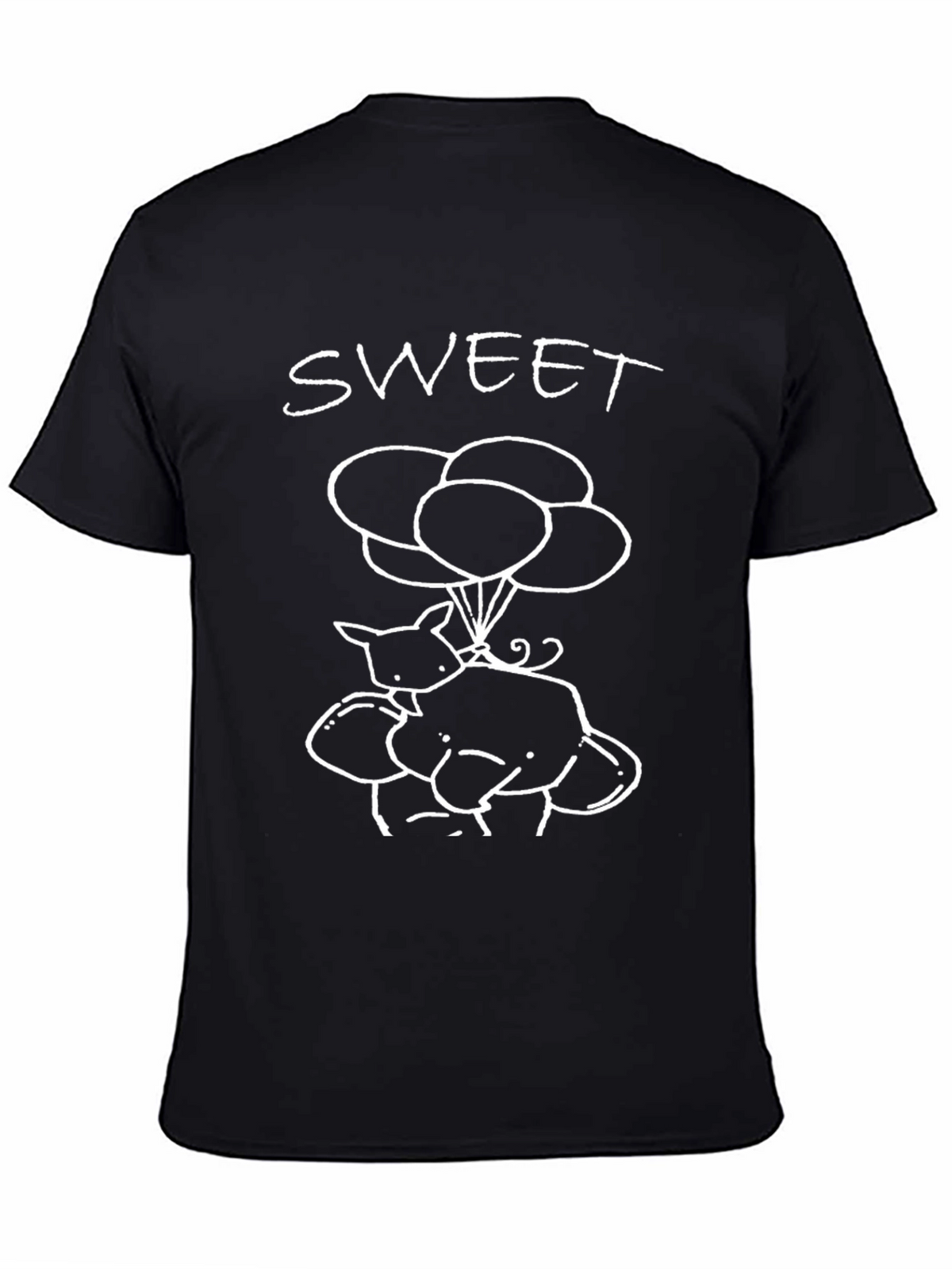 Sweet Cartoon Graphic Tee - Black