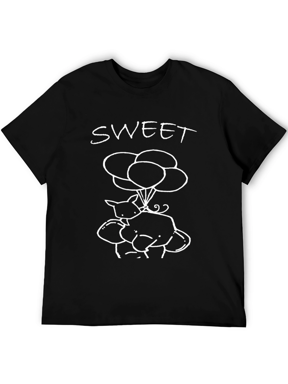 Sweet Cartoon Graphic Tee - Black