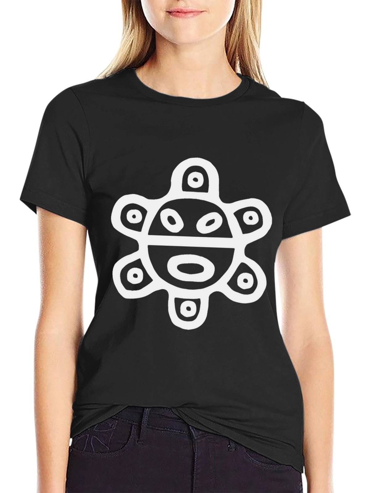 Black T-Shirt with Ancient Turtle Design