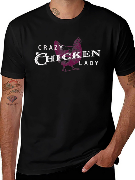 Crazy Chicken Lady Graphic T-Shirt - Black