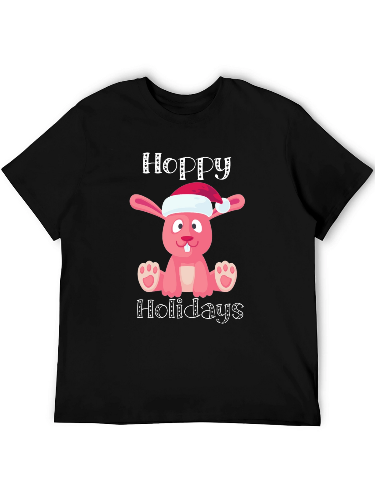 Hoppy Holidays Pink Bunny Christmas T-Shirt