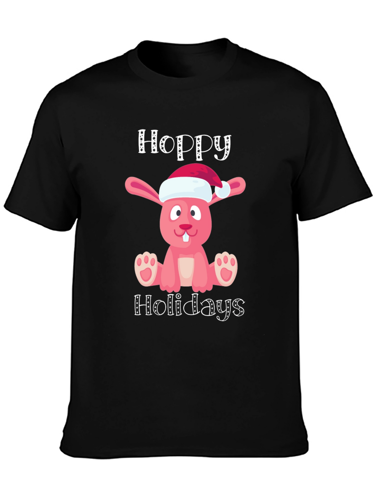 Hoppy Holidays Pink Bunny Christmas T-Shirt