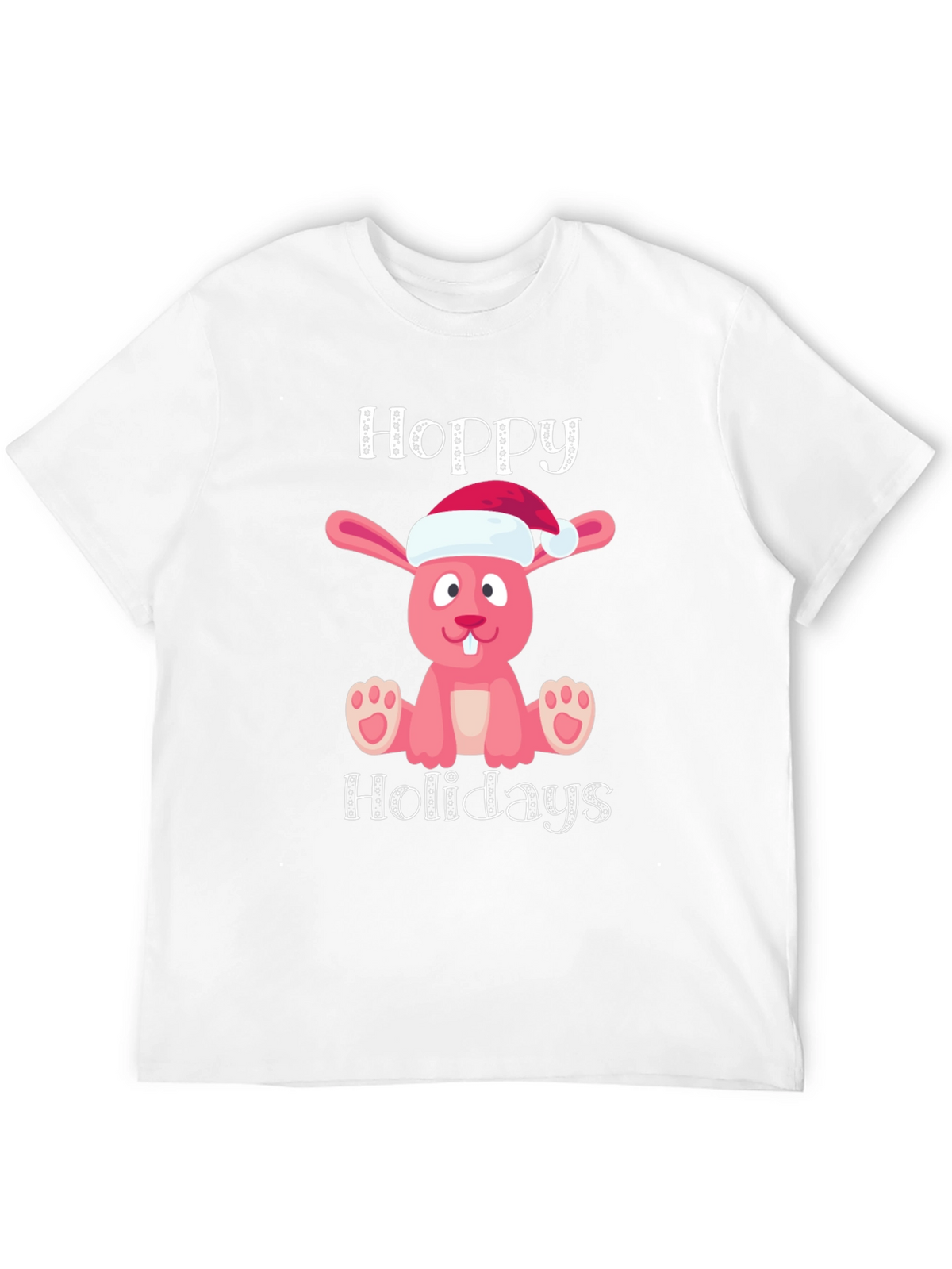 Hoppy Holidays Pink Bunny Christmas T-Shirt