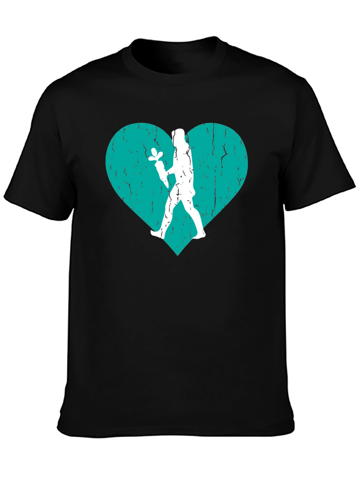 Heart Florist T-Shirt - Black Crew Neck Tee