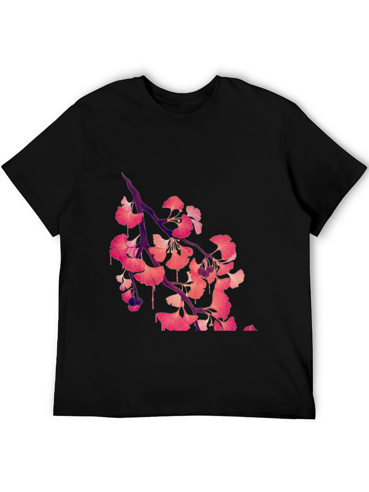 Ginkgo Print Black T-Shirt