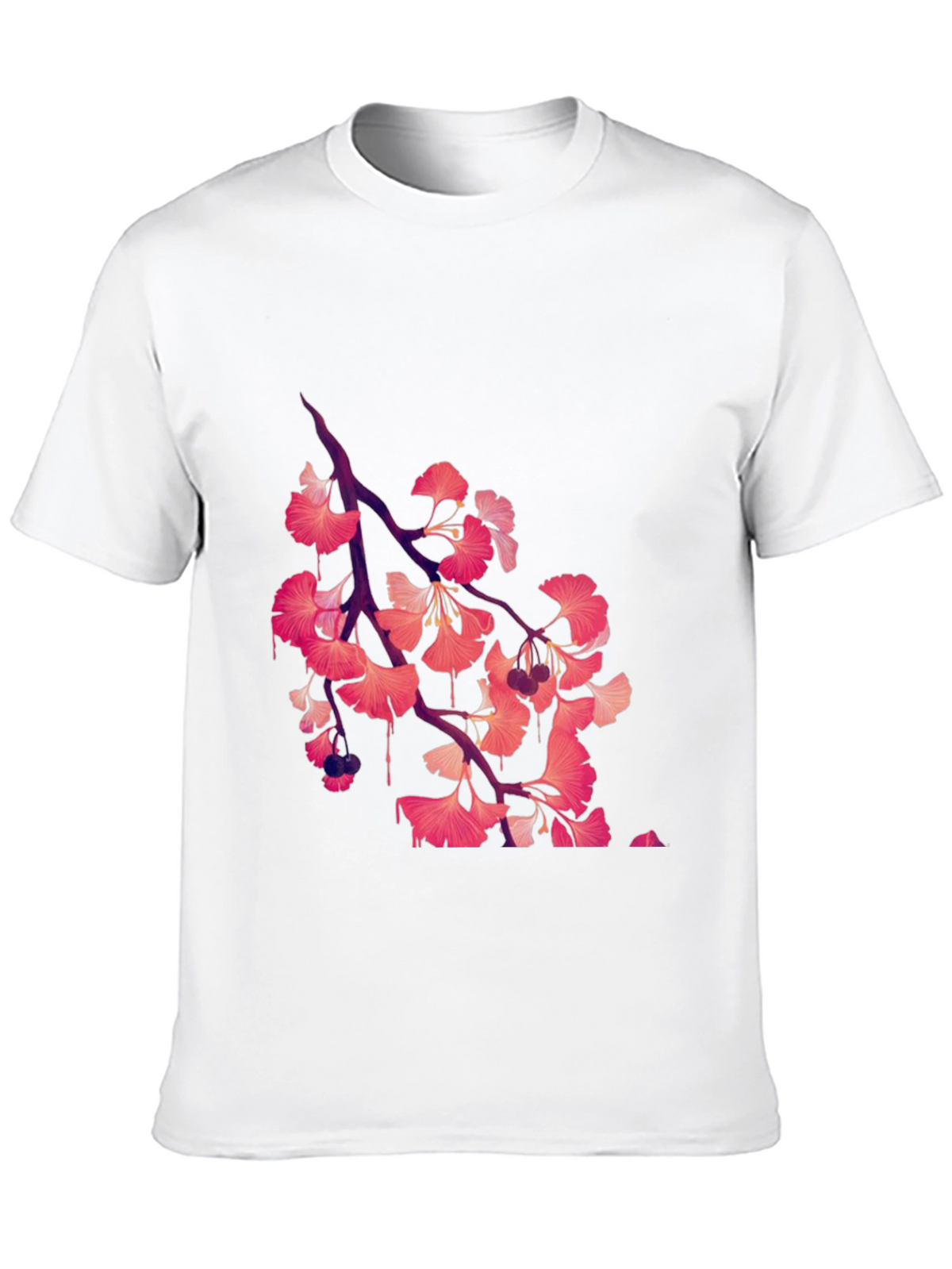 Ginkgo Print Black T-Shirt