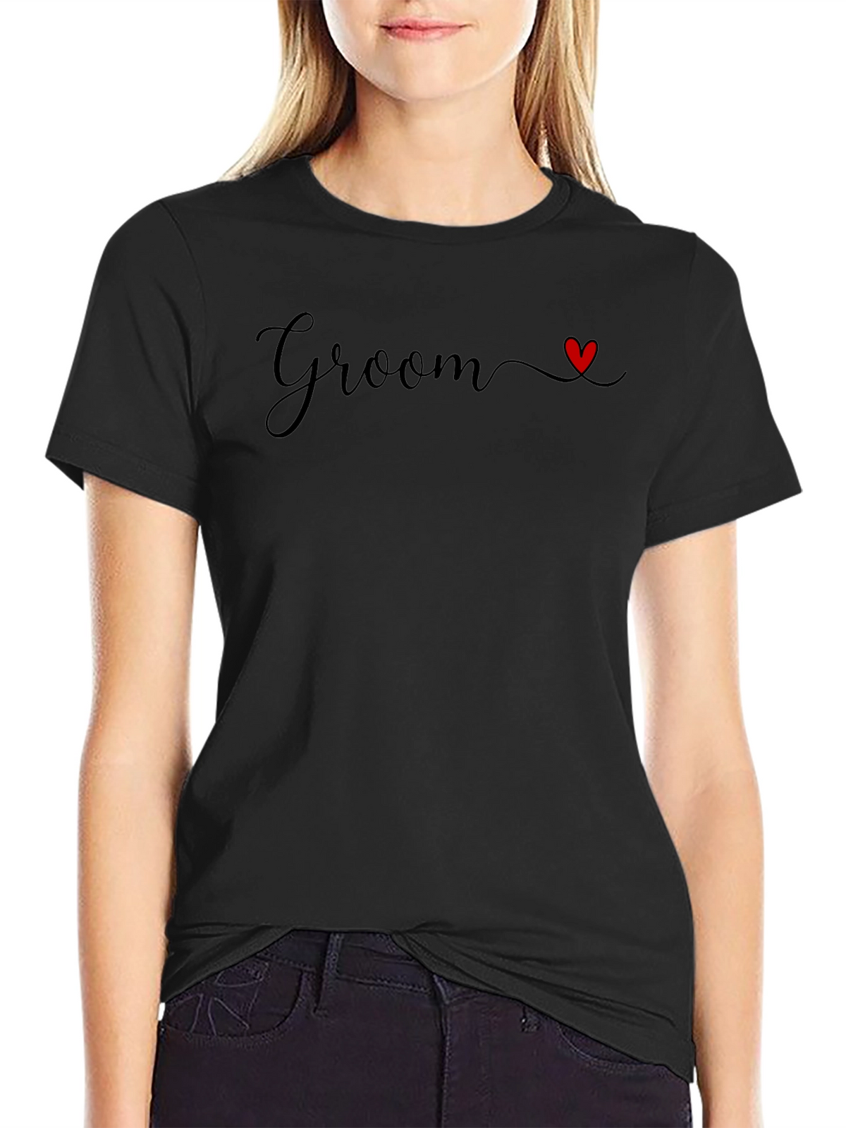 Groom Heart Graphic Black T-Shirt