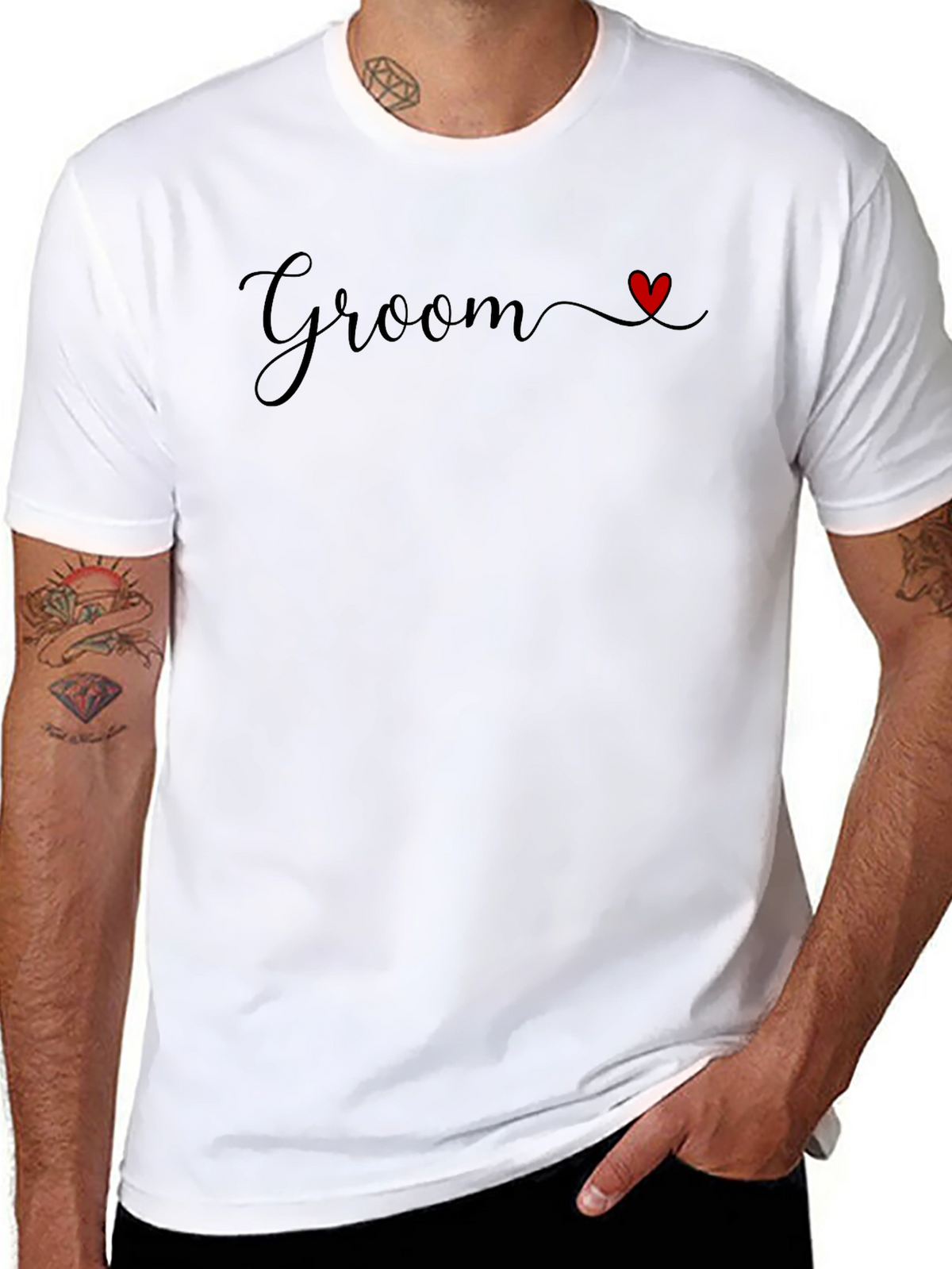 Groom Heart Graphic Black T-Shirt