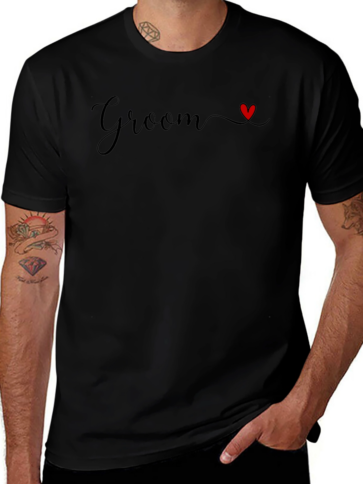 Groom Heart Graphic Black T-Shirt