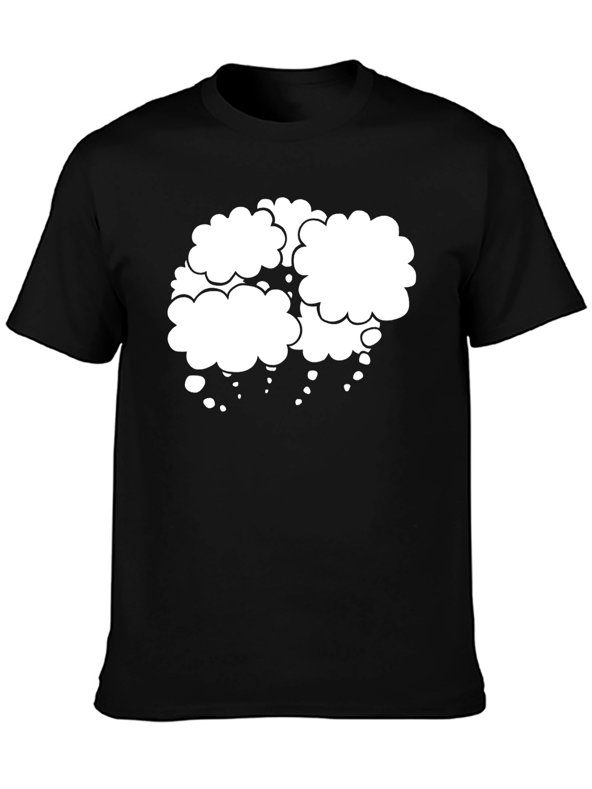 Black T-Shirt with White Cloud Design