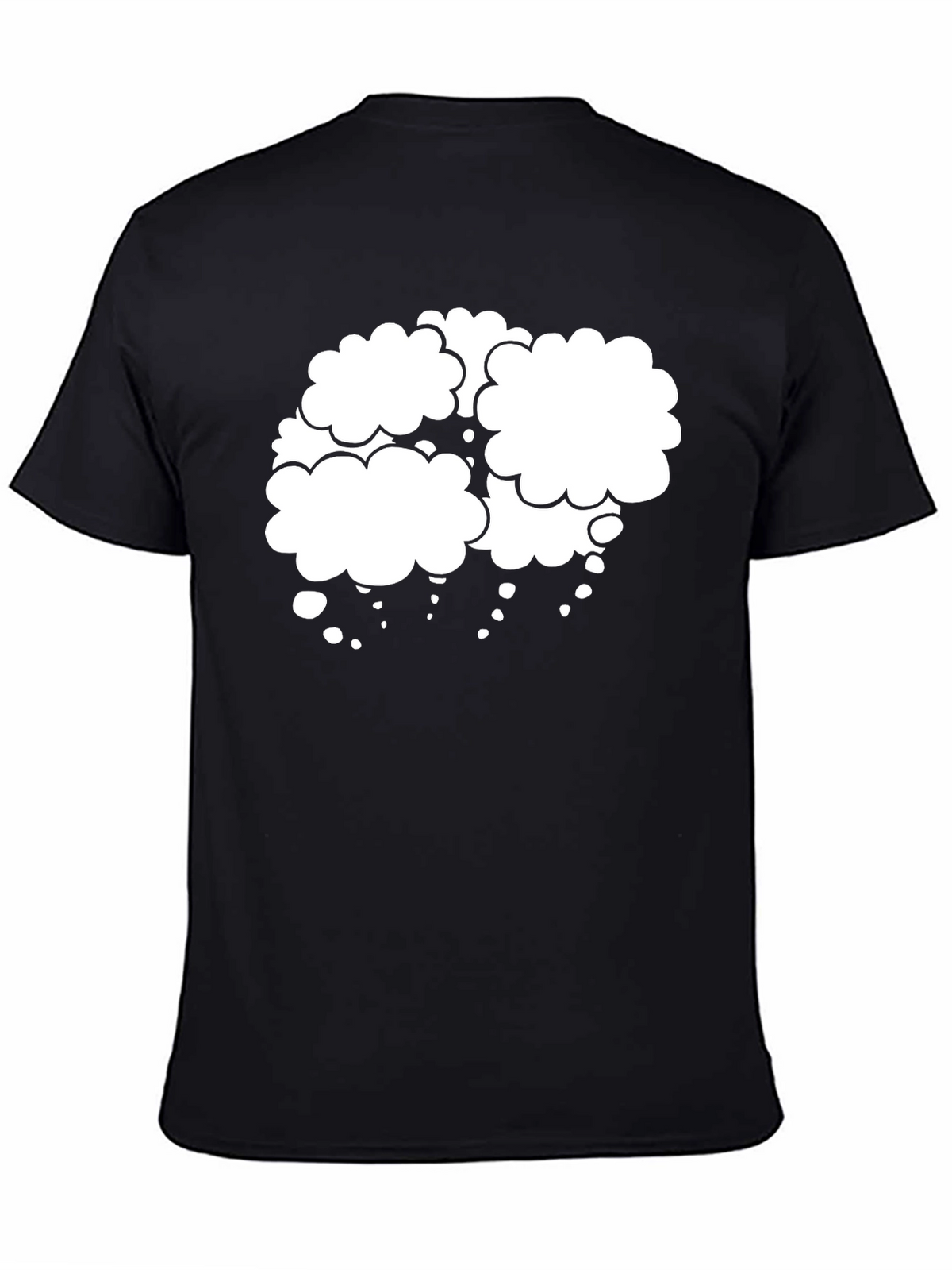 Black T-Shirt with White Cloud Design