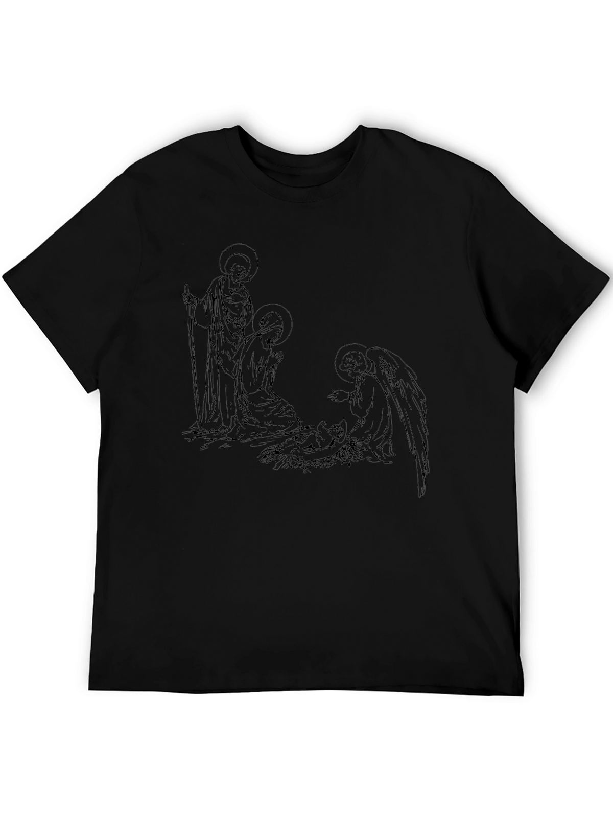 Nativity Line Art Black T-Shirt