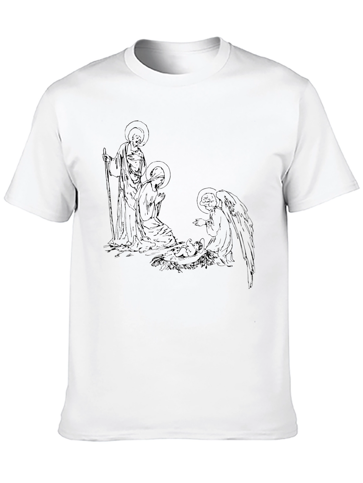 Nativity Line Art Black T-Shirt