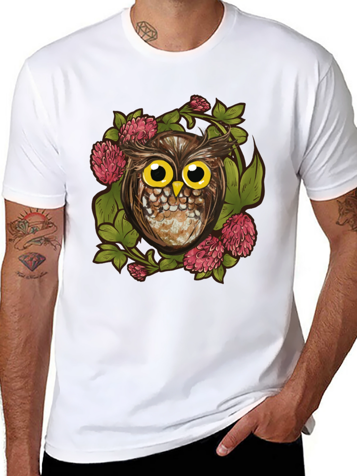 Owl & Clover Graphic Tee - Mens Black T-Shirt