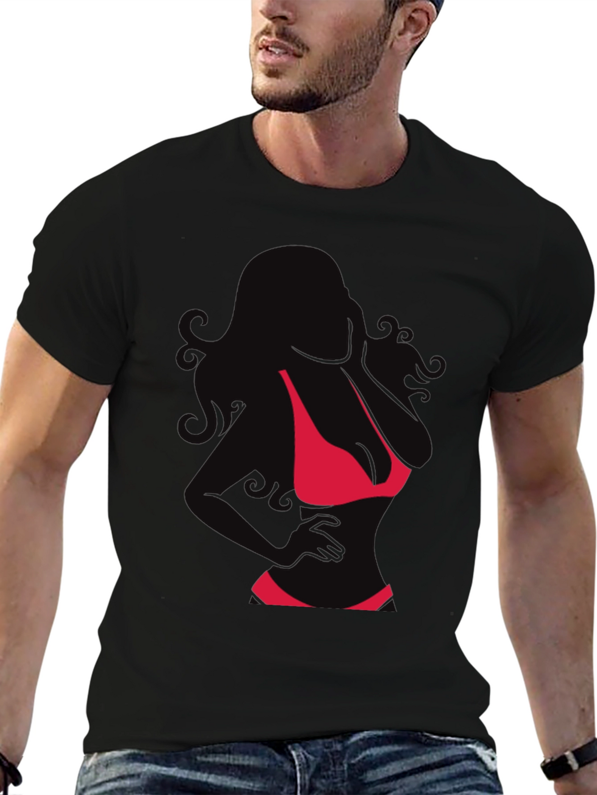 Silhouette Bikini Graphic T-Shirt - Mens Fashion Tee