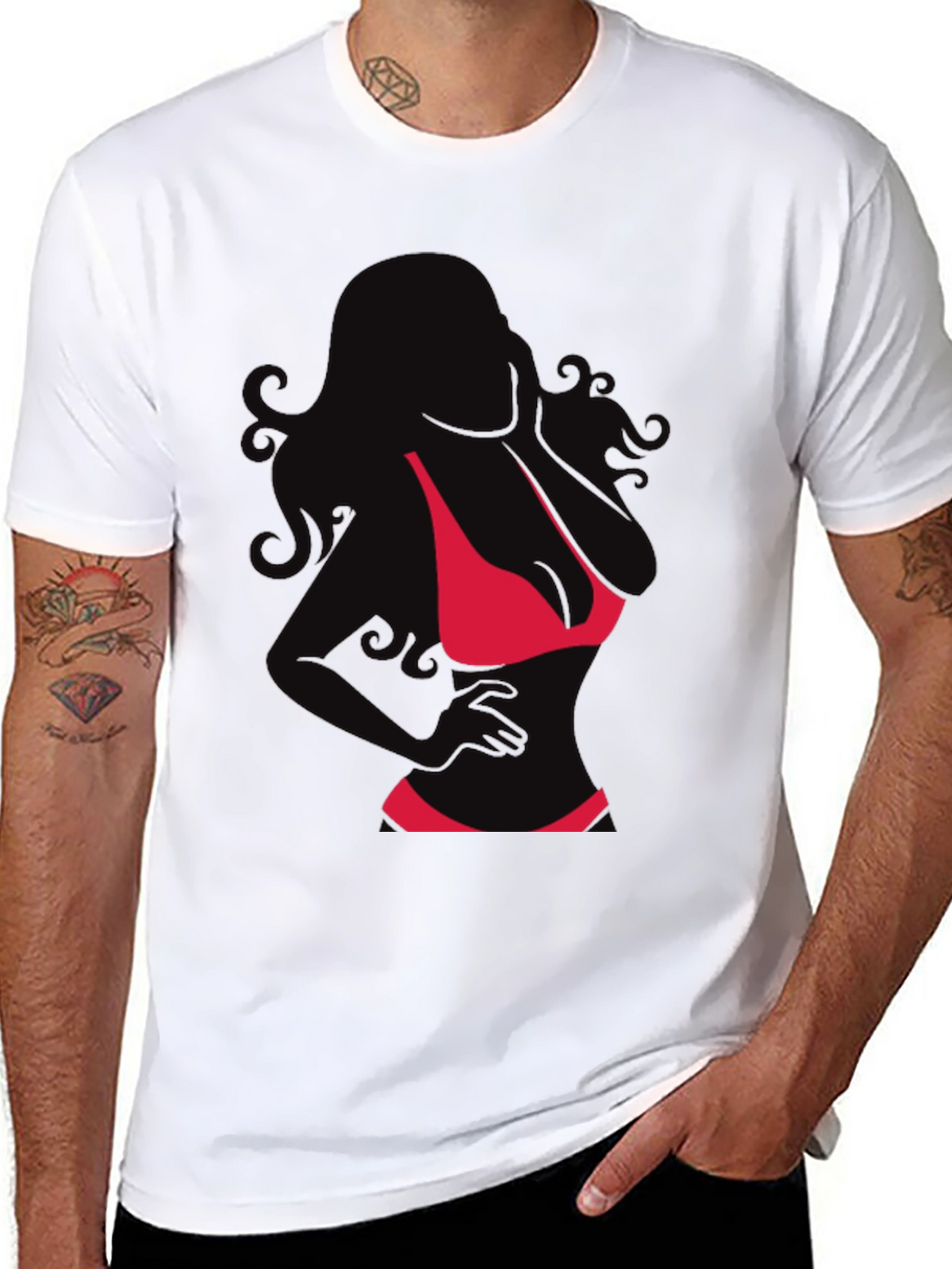 Silhouette Bikini Graphic T-Shirt - Mens Fashion Tee