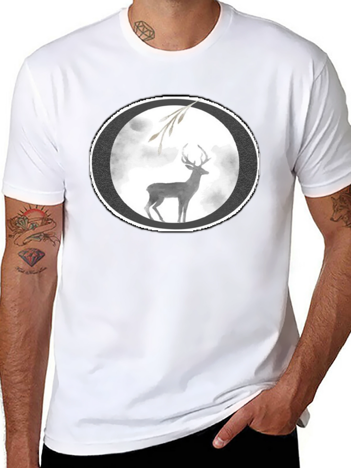Deer Graphic Black T-Shirt