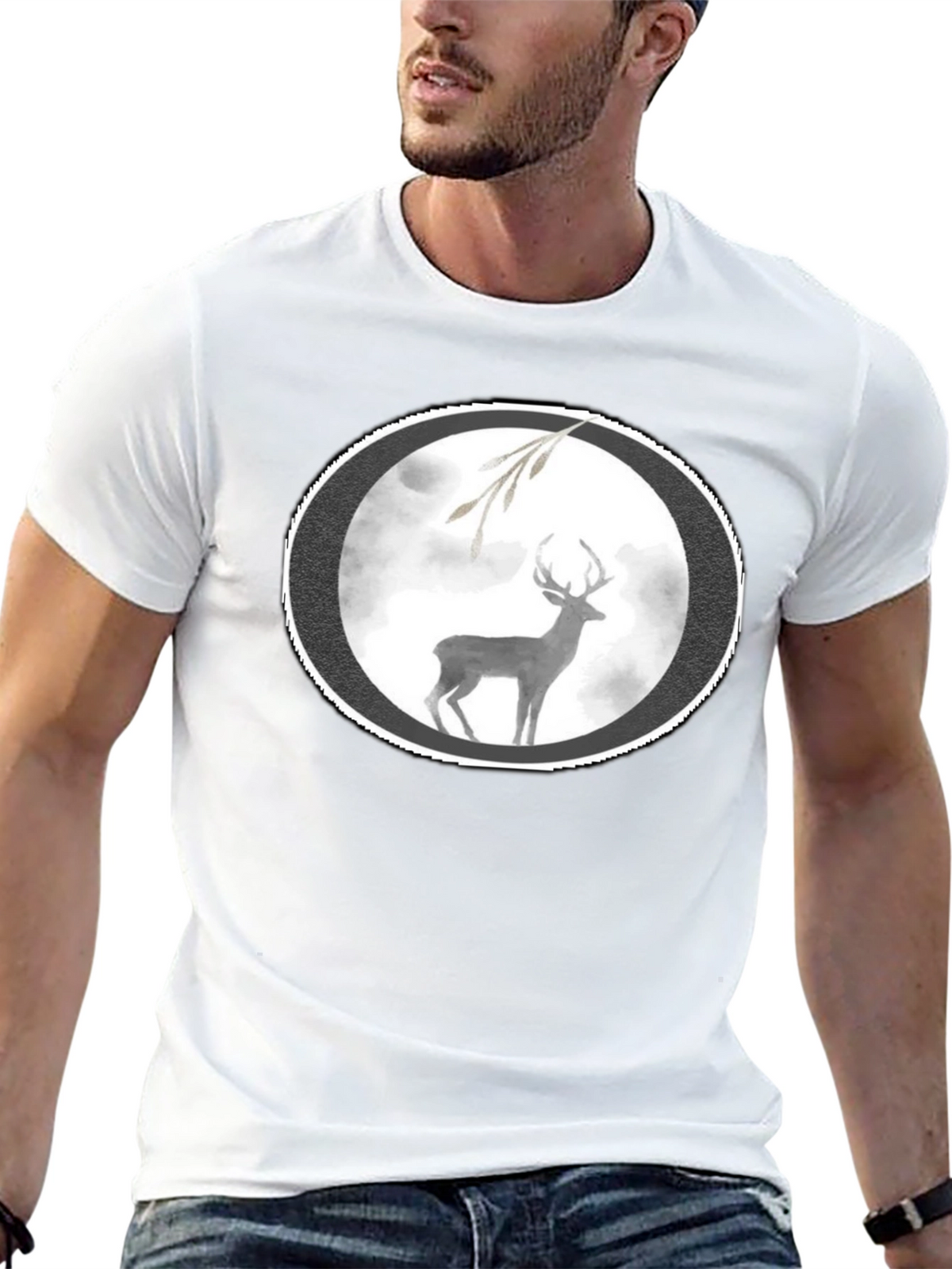 Deer Graphic Black T-Shirt