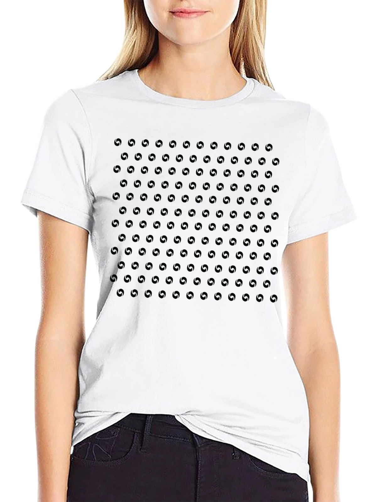 Monochrome Aperture Pattern Crew Neck T-Shirt