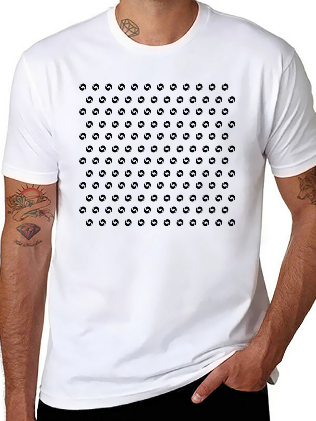 Monochrome Aperture Pattern Crew Neck T-Shirt