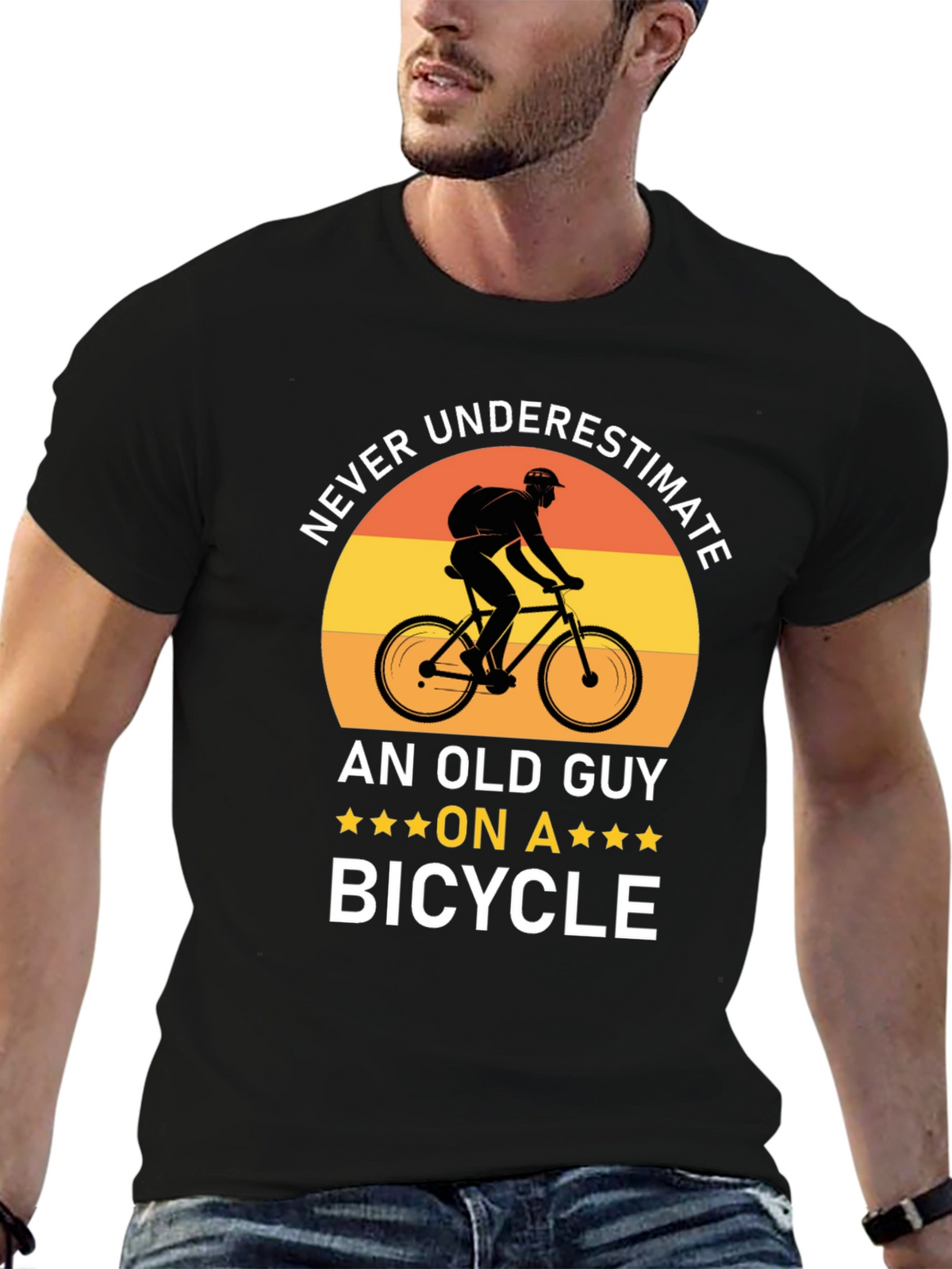 Never Underestimate Old Guy On Bicycle T-Shirt