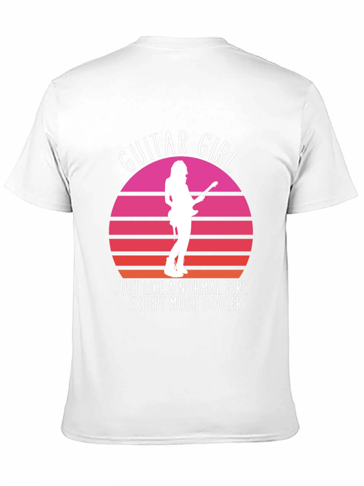 Guitar Girl Cool Retro Sunset T-Shirt