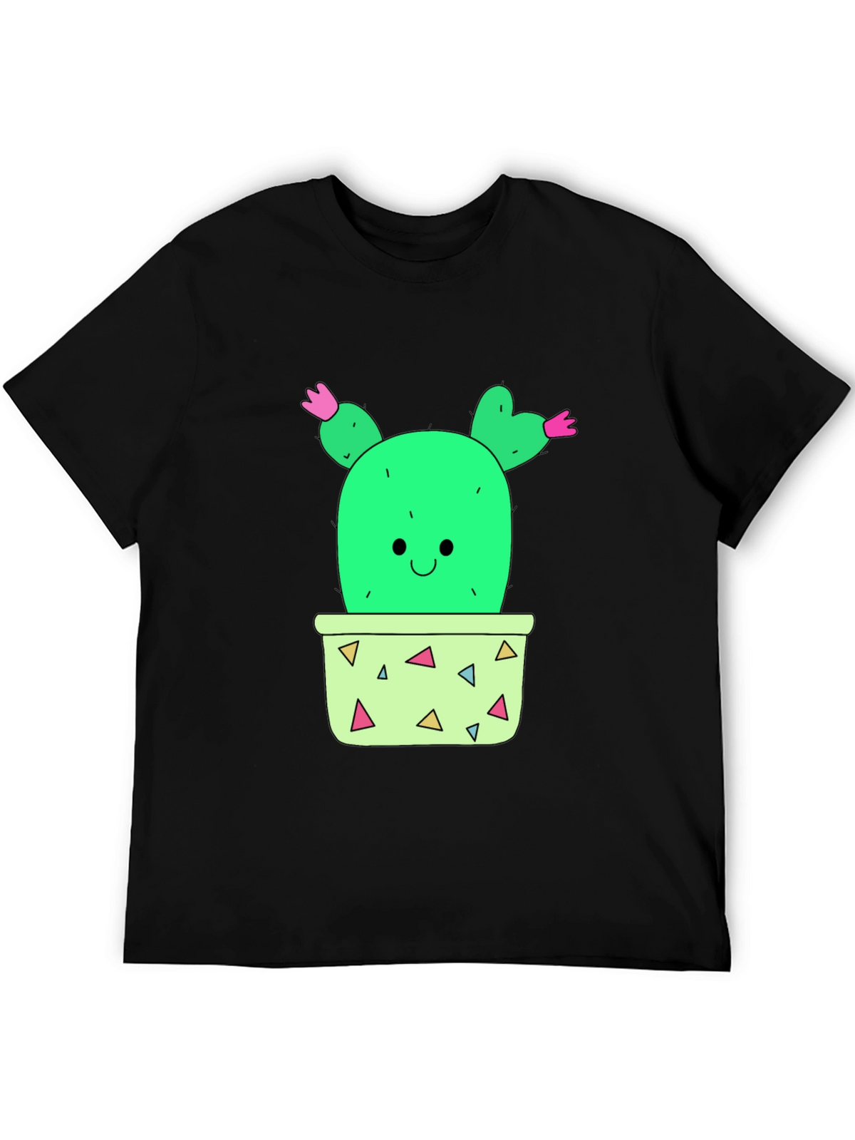 Cactus Graphic T-Shirt - Black Cute Potted Plant Tee