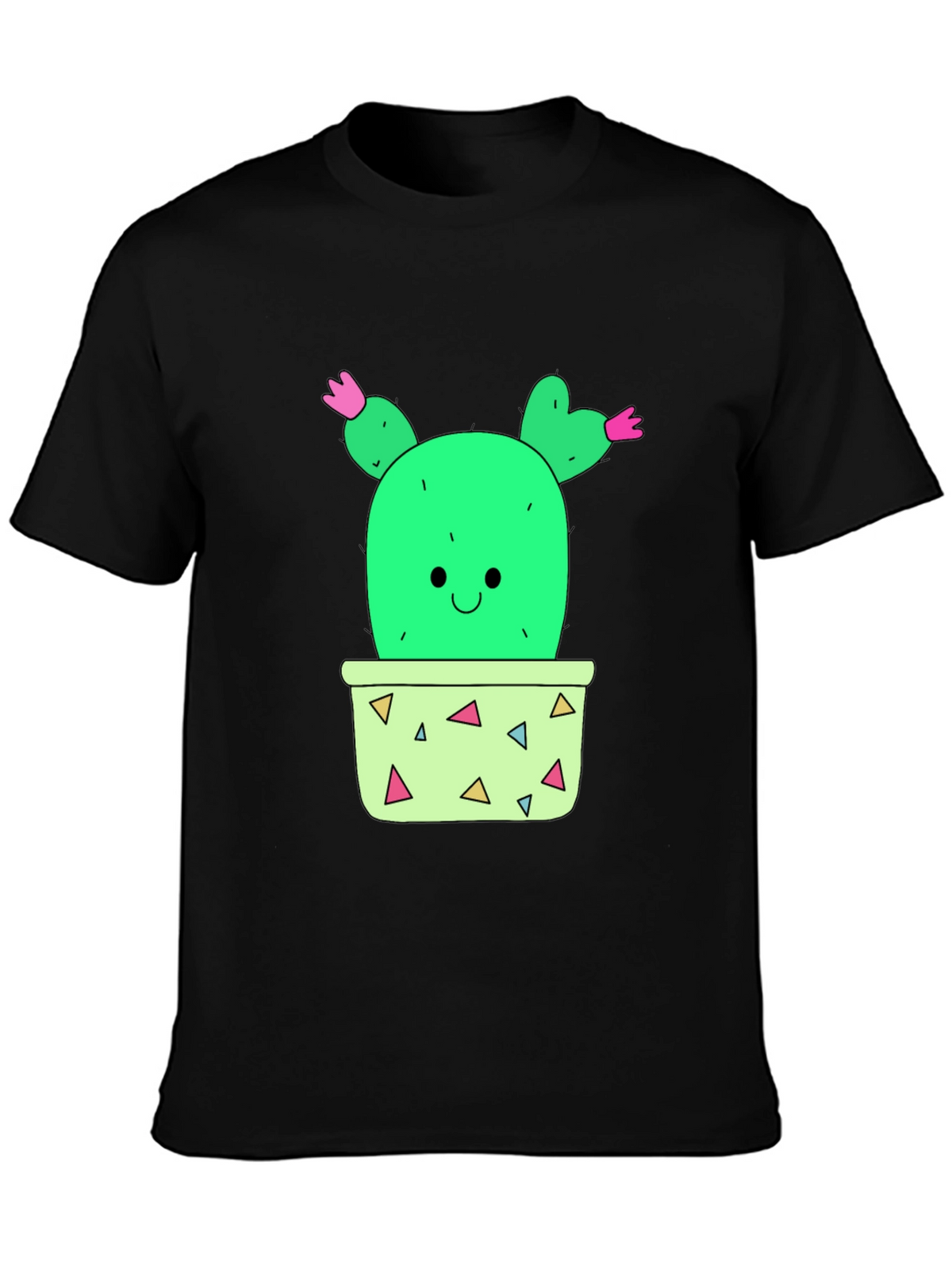 Cactus Graphic T-Shirt - Black Cute Potted Plant Tee