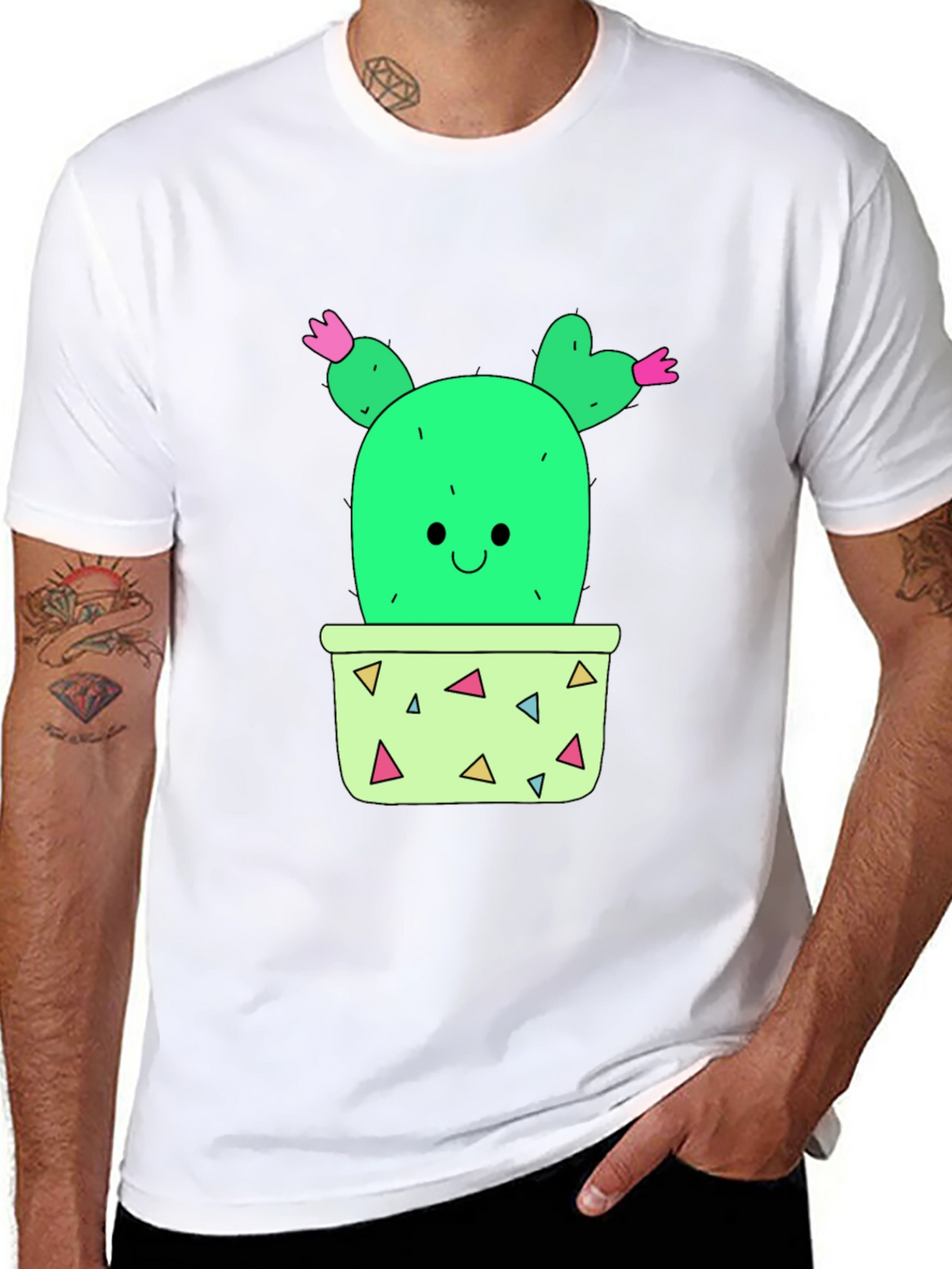 Cactus Graphic T-Shirt - Black Cute Potted Plant Tee