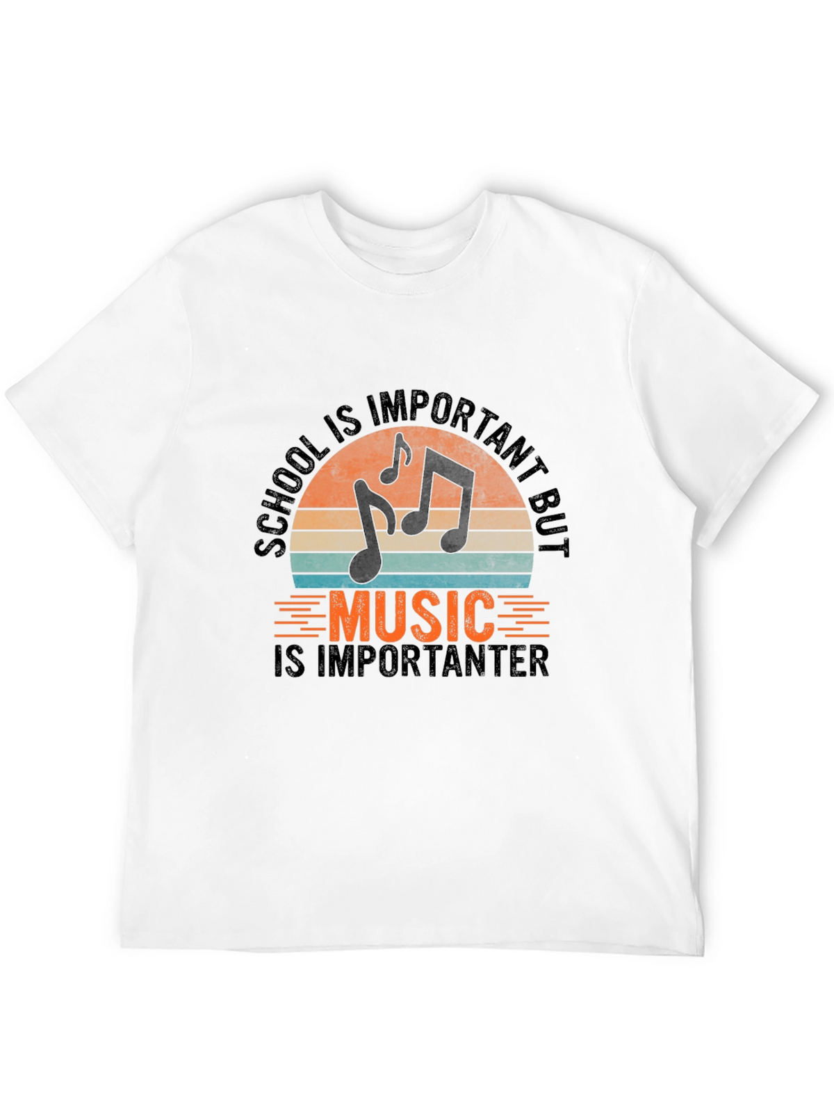 Music Is Importanter Black Graphic Tee