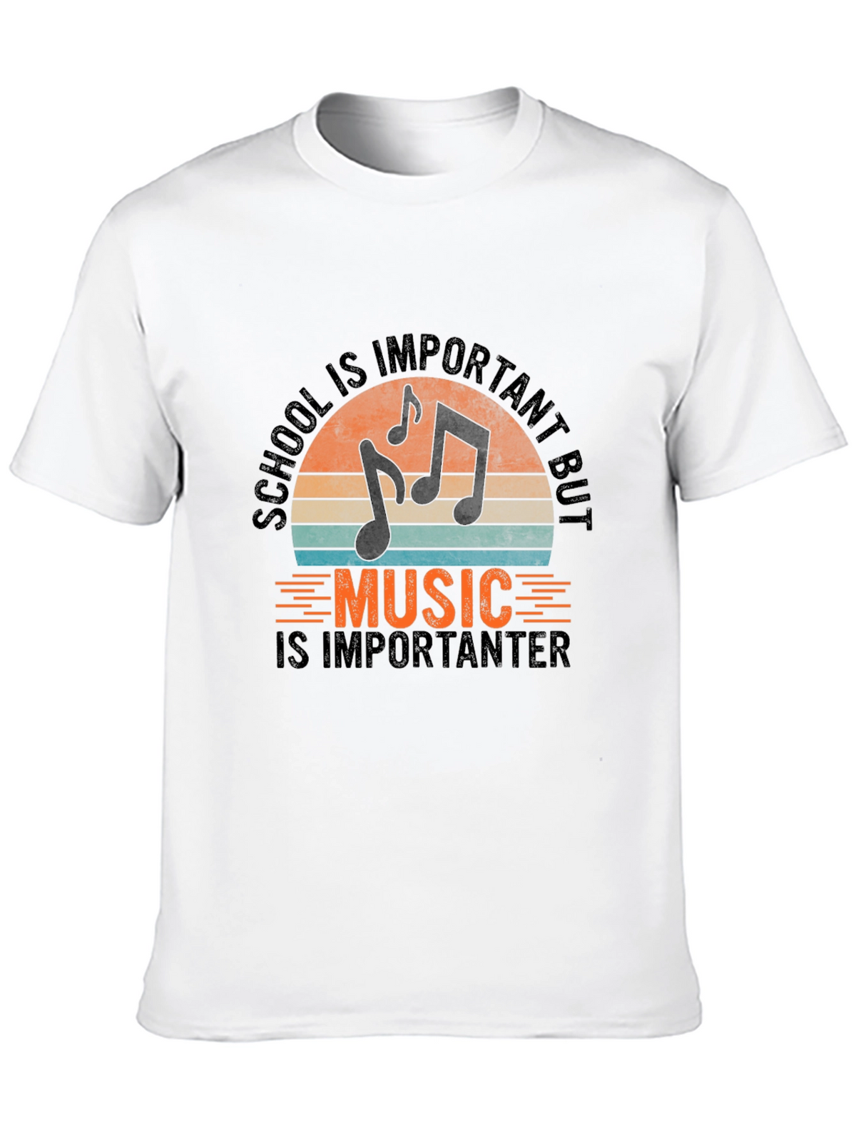 Music Is Importanter Black Graphic Tee