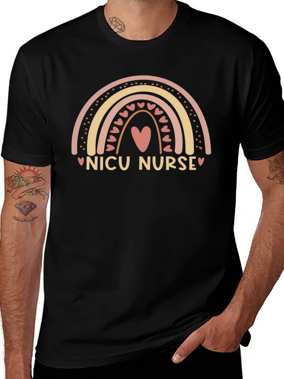 NICU Nurse Rainbow Heart T-Shirt