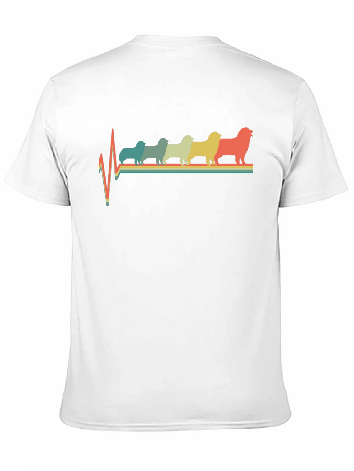 Retro Dog Breed Heartbeat T-Shirt - Black