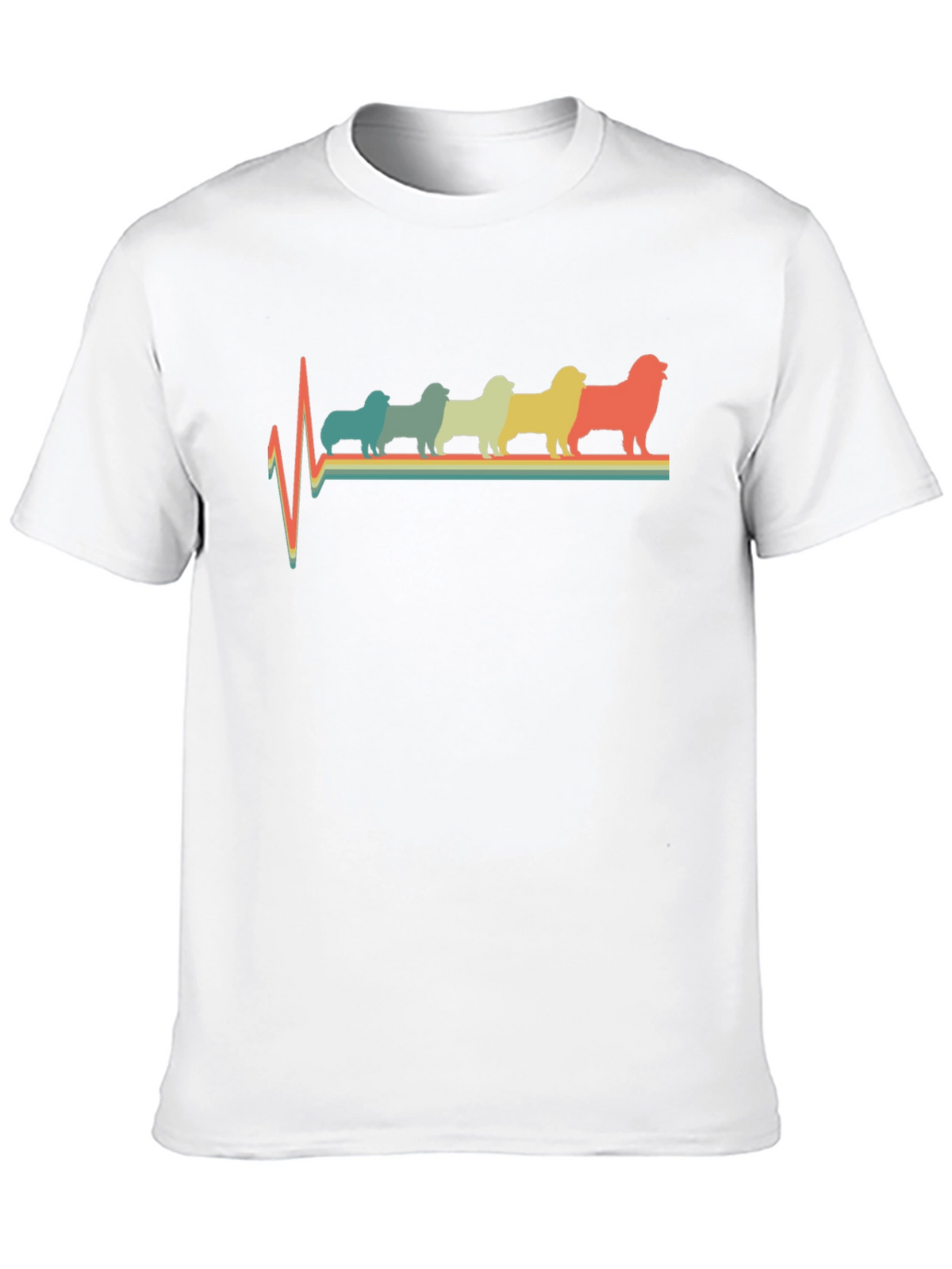 Retro Dog Breed Heartbeat T-Shirt - Black