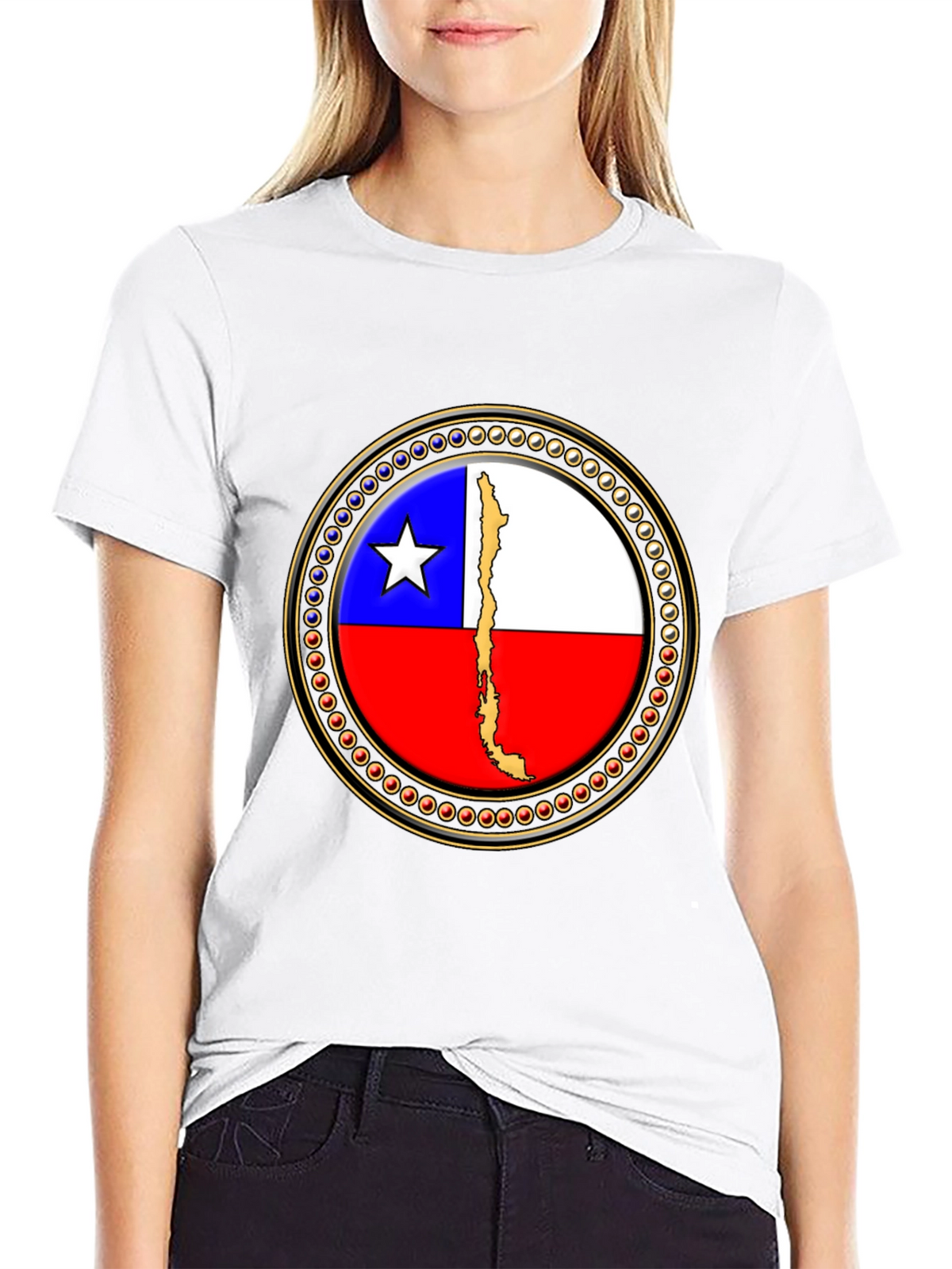 Chile Flag Graphic Tee - Black Cotton T-Shirt