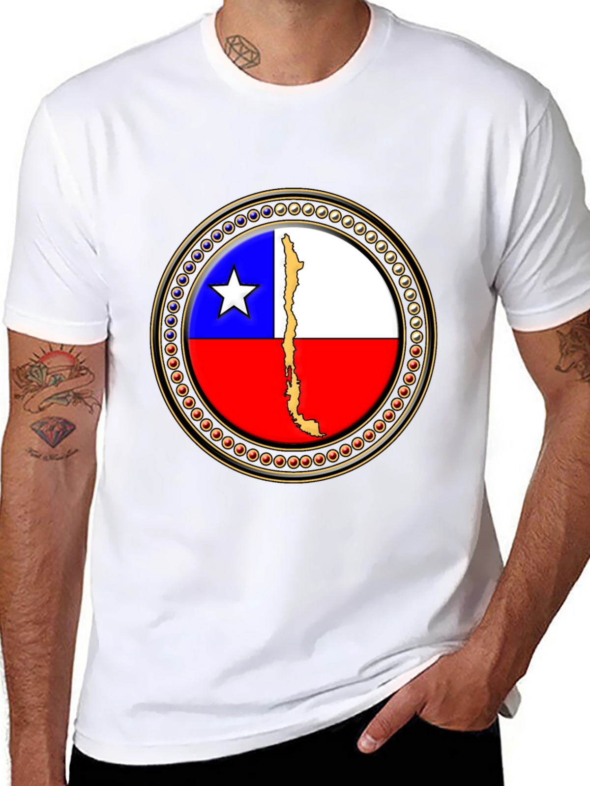 Chile Flag Graphic Tee - Black Cotton T-Shirt