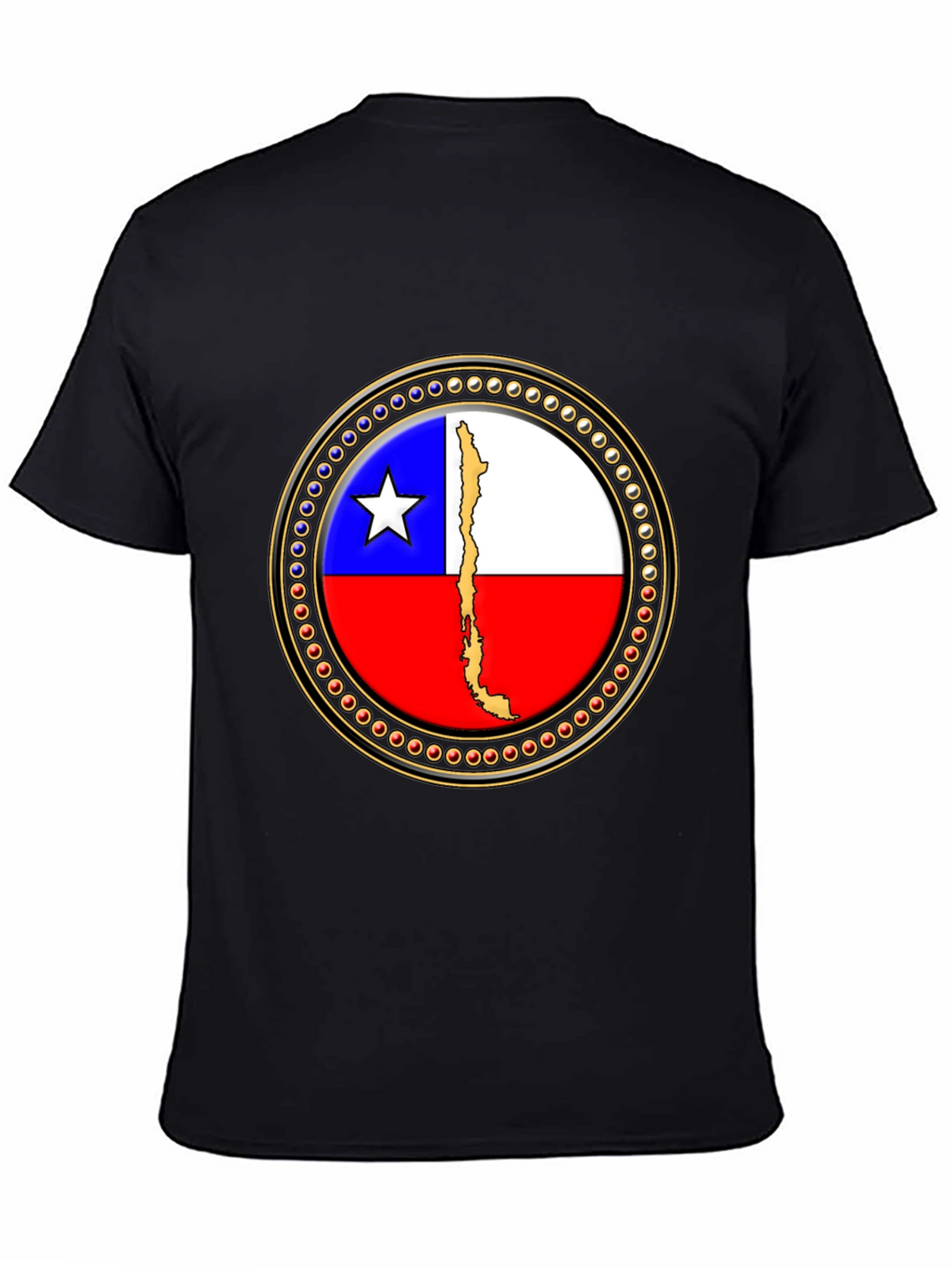 Chile Flag Graphic Tee - Black Cotton T-Shirt