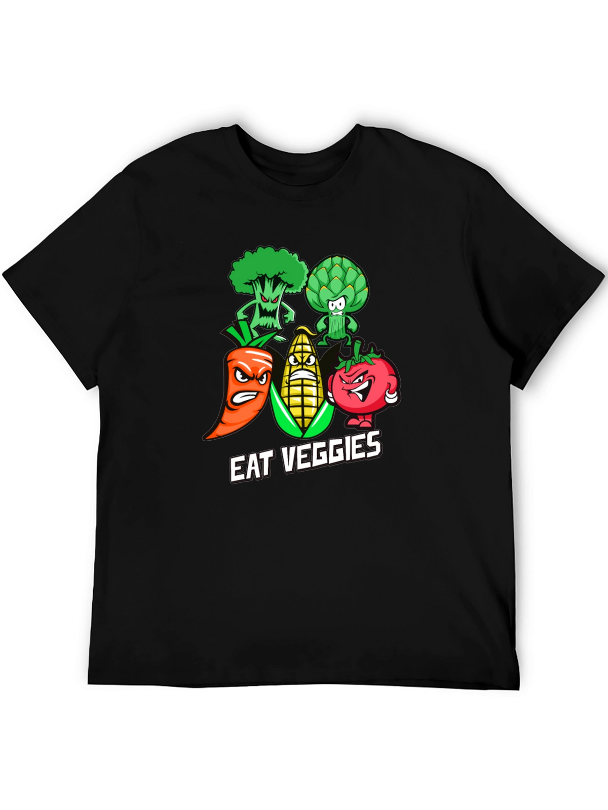Eat Veggies Graphic T-Shirt - Black