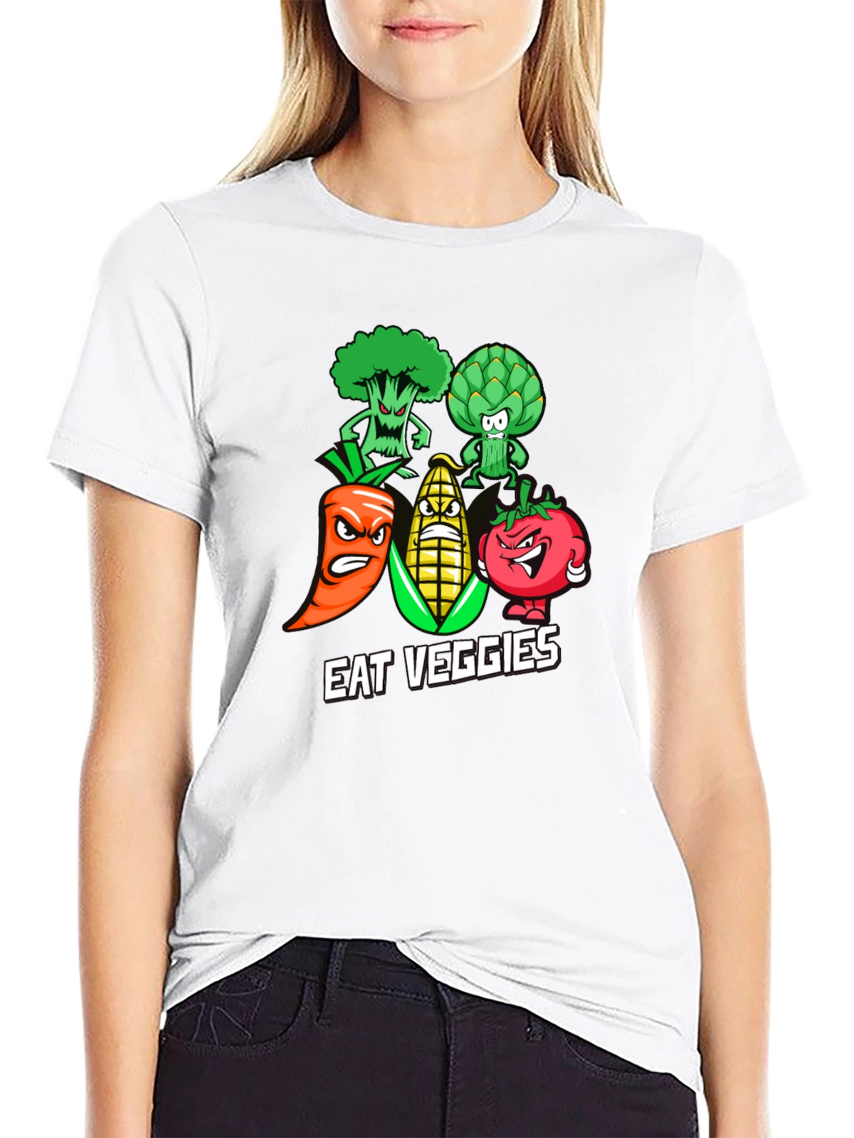 Eat Veggies Graphic T-Shirt - Black
